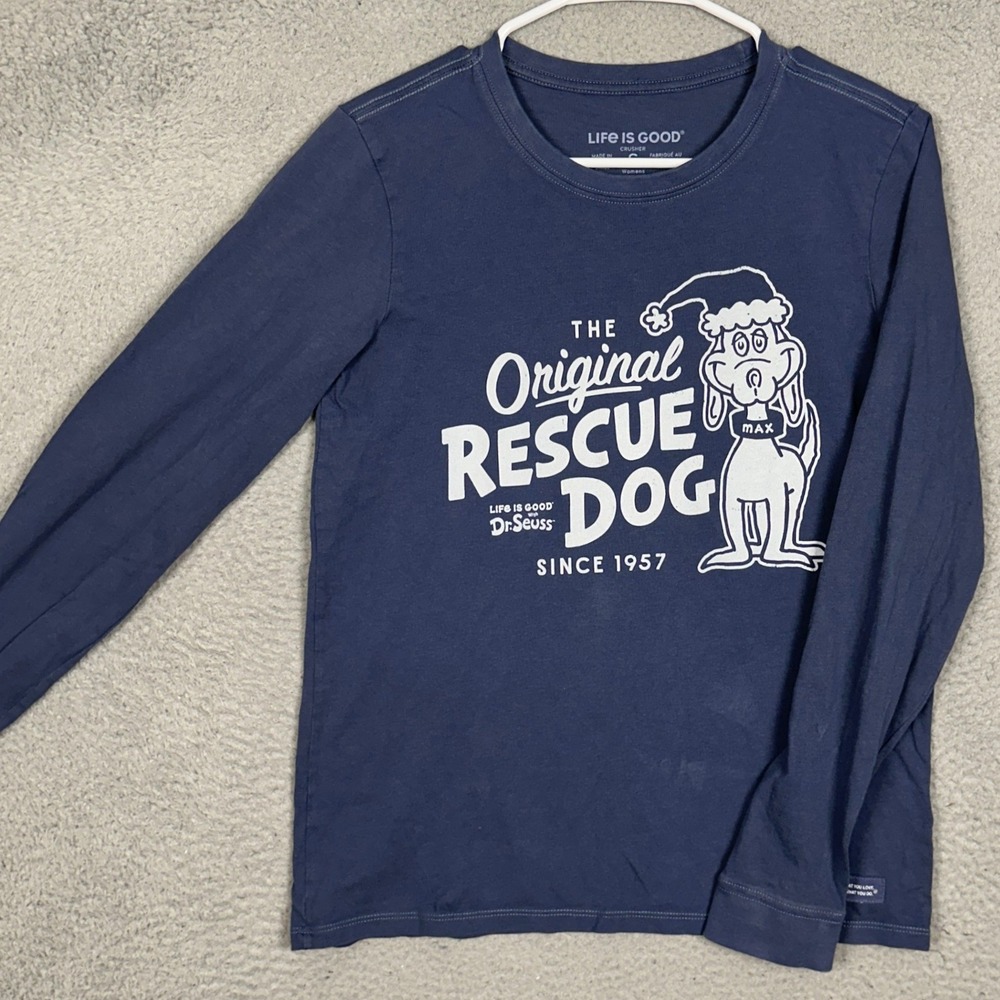 Life Is Good T-Shirt Womens Small Crusher Dark Blue Crew Necl Long Sleeve Tee